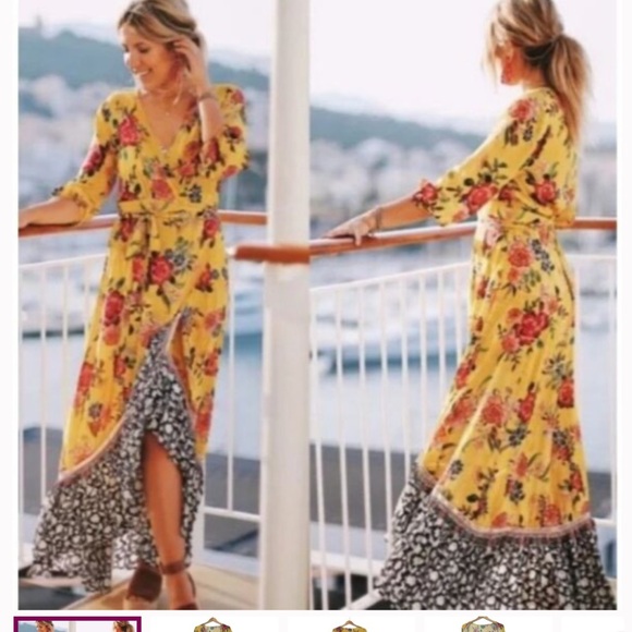 Farm Rio sunlit floral wrap maxi dress - Picture 1 of 15